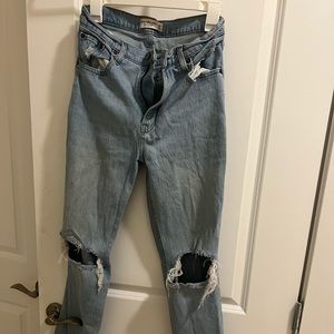 Abercrombie 90s straight ultra high rise distressed